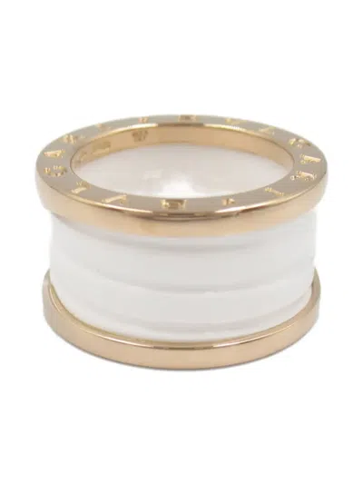 Pre-owned Bvlgari 18k Rose Gold B.zero 1 Ceramic Ring