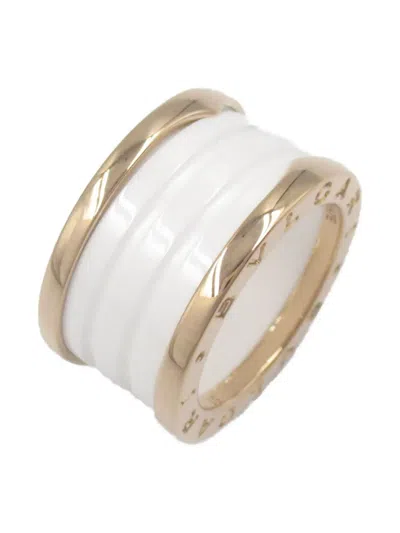 Pre-owned Bvlgari 18k Rose Gold B.zero 1 Ceramic Ring