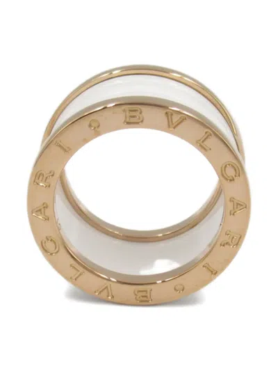 Pre-owned Bvlgari 18k Rose Gold B.zero 1 Ceramic Ring