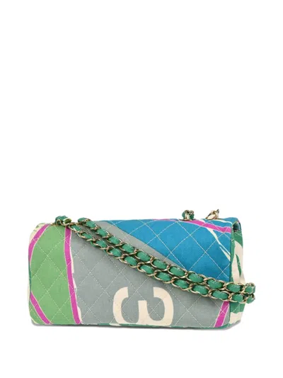 Pre-owned Chanel 2006 East West Paris Map Crossbody Bag In Blue
