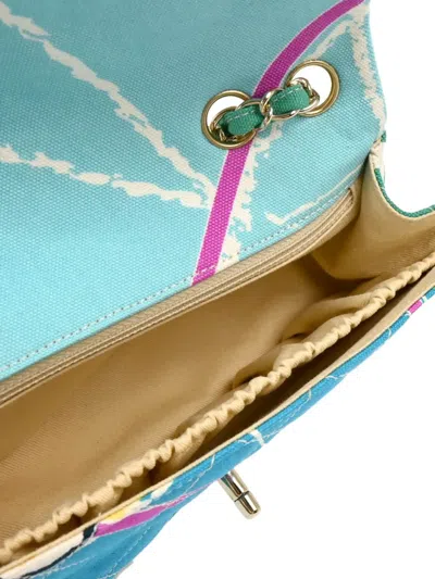 Pre-owned Chanel 2006 East West Paris Map Crossbody Bag In Blue