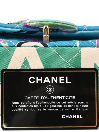 Pre-owned Chanel 2006 East West Paris Map Crossbody Bag In Blue