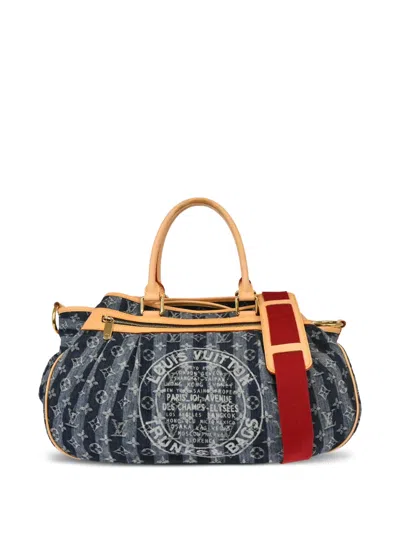 Pre-owned Louis Vuitton 2006 Monogram Denim Cabas Raye Tote Bag In Blue