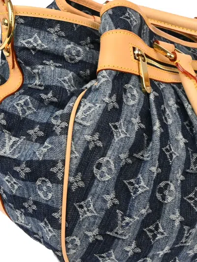Pre-owned Louis Vuitton 2006 Monogram Denim Cabas Raye Tote Bag In Blue
