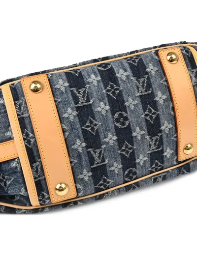 Pre-owned Louis Vuitton 2006 Monogram Denim Cabas Raye Tote Bag In Blue
