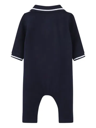 Bosswear Contrast-panel Short-sleeve Romper In Blue
