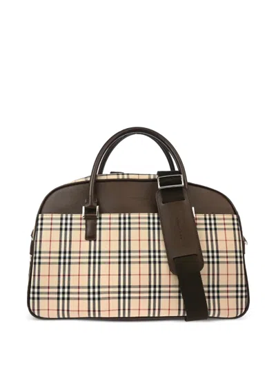 Pre-owned Burberry 1990s Check Two-way Bag In Neutral
