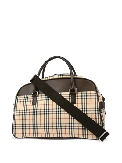 Pre-owned Burberry 1990s Check Two-way Bag In Neutral