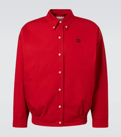 Miu Miu Cotton Poplin Blouson In Red
