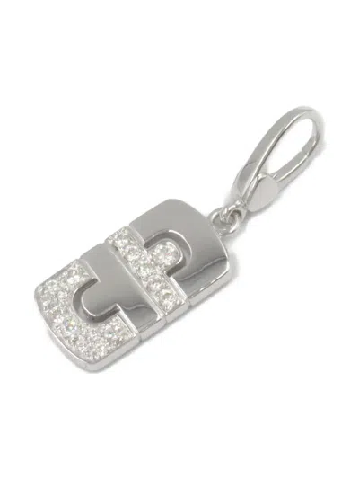 Pre-owned Bvlgari 2010s 18k White Gold Parentesi Diamond Charm Pendant
