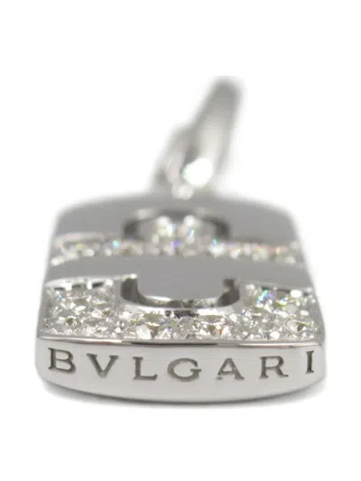 Pre-owned Bvlgari 2010s 18k White Gold Parentesi Diamond Charm Pendant