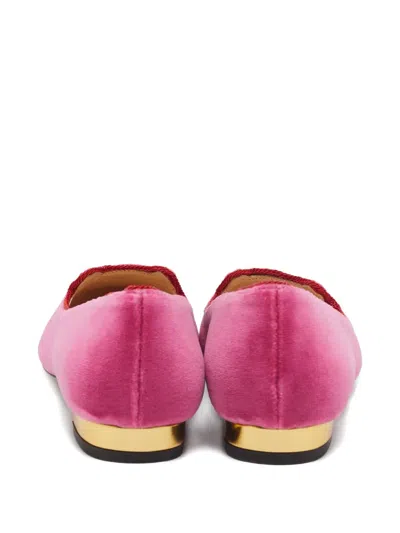 Pre-owned Charlotte Olympia  Velvet Loafers In Pink