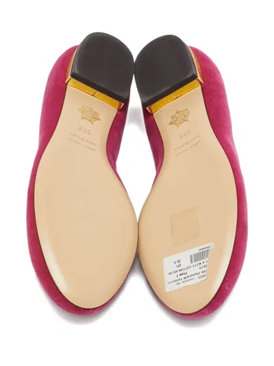 Pre-owned Charlotte Olympia  Velvet Loafers In Pink
