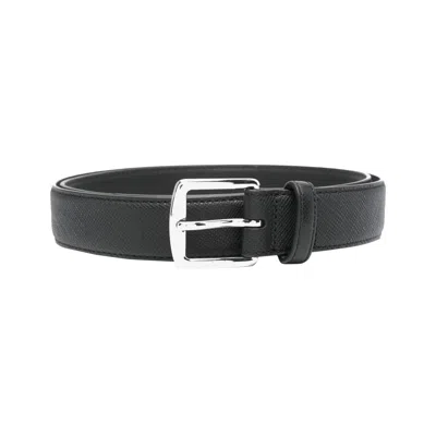 Pre-owned Polo Ralph Lauren Saffiano Leather Belt 'black' | Men's Size 36