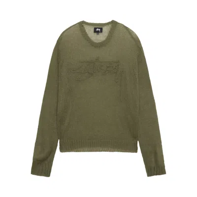 Pre-owned Stussy Loose Knit Logo Sweater 'cypress' | Green | Men's Size Xxl