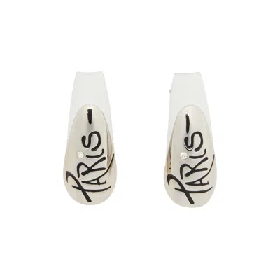 Pre-owned D'heygere Goat Exclusive For Manifesto  French Manicure Paris Nail Earrings | Silver | Women's Size O