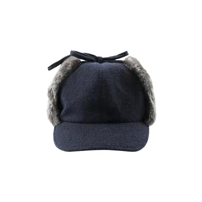 Pre-owned Y's Fur Earmuff Cap 'navy' | Blue | Women's Size 2