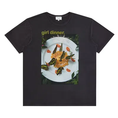 Pre-owned Collina Strada Rhinestone Graphic Tee - Girls Dinner | Black | Women's Size L
