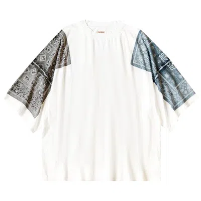 Pre-owned Kapital Jersey Bandanna Huge T-shirt (cookie) 'sax' | White | Men's Size 3