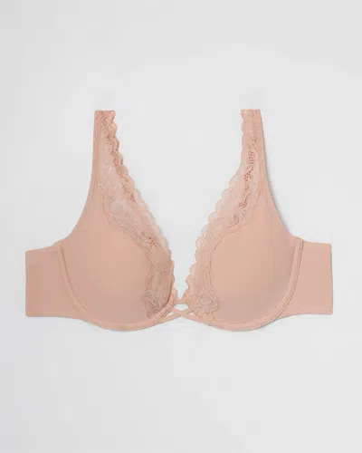 Soma Plunge Unlined Bra With Lace Trim In Light Pink Size 42dd |  Women's Bras
