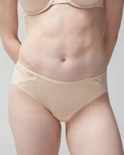 Soma Women's Embraceable Hipster Panty With Lace In Light Nude Size Xl |