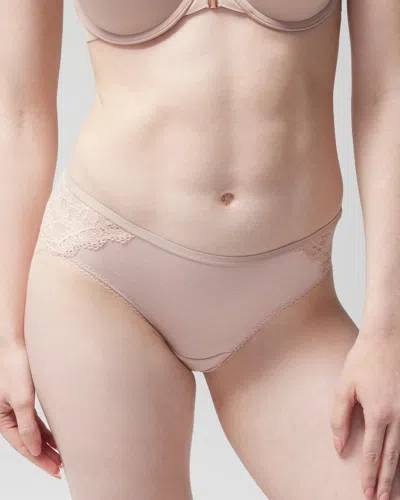 Soma Women's Embraceable Hipster Panty With Lace In Pink Nude Size 2xl |