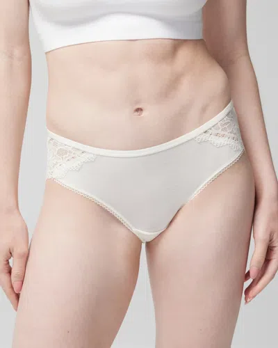 Soma Women's Embraceable Hipster Panty With Lace In Ivory Size Xl |