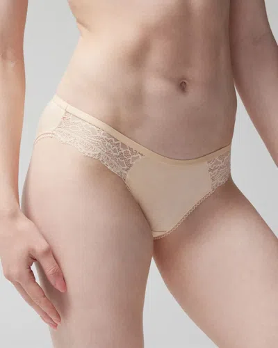 Soma Women's Embraceable Bikini Panty With Lace In Light Nude Size Medium |