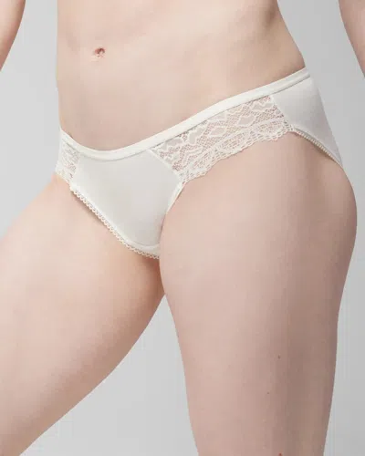 Soma Women's Embraceable Bikini Panty With Lace In Ivory Size Medium |