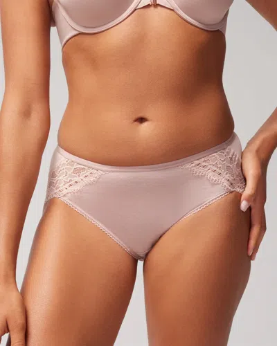 Soma Women's Embraceable High-leg Panty With Lace In Pink Nude Size Xl |