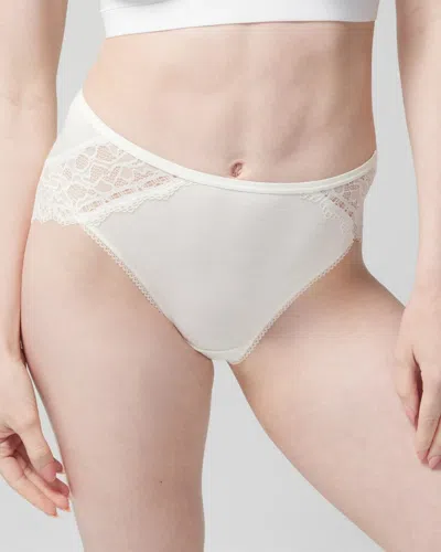 Soma Women's Embraceable High-leg Panty With Lace In Ivory Size 2xl |