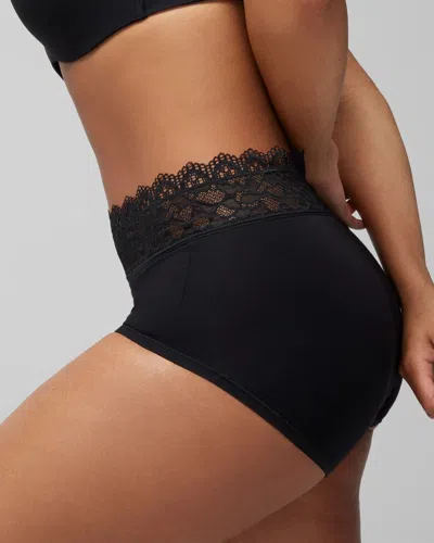 Soma Women's Embraceable Brief Panty With Lace In Black Size 2xl |