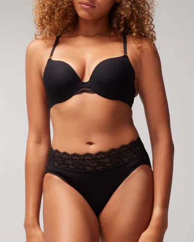 Soma Women's Embraceable High-leg Panty With Lace In Black Size 2xl |