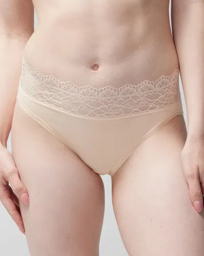 Soma Women's Embraceable High-leg Panty With Lace In Light Nude Size Small |