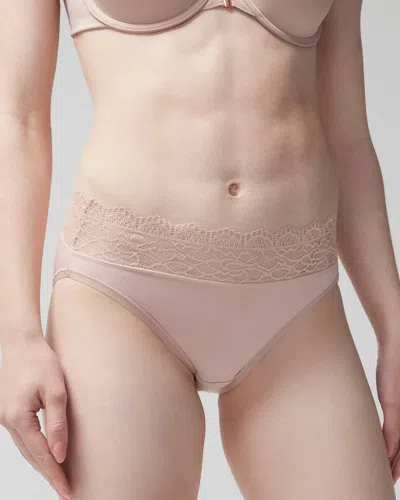 Soma Women's Embraceable High-leg Panty With Lace In Pink Nude Size Large |
