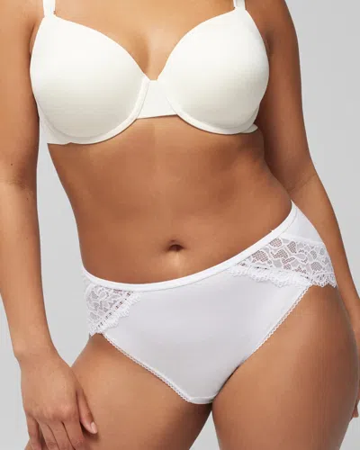 Soma Women's Embraceable High-leg Panty With Lace In White Size Xl |