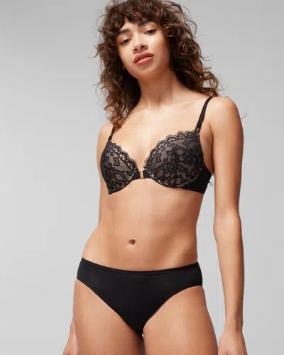 Soma Embraceable Push-up Front Close Bra With Lace In Black Size 40d |  Women's Bras