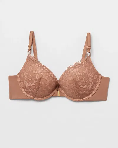Soma Embraceable Push-up Front Close Bra With Lace In Warm Nude Size 40c |  Women's Bras