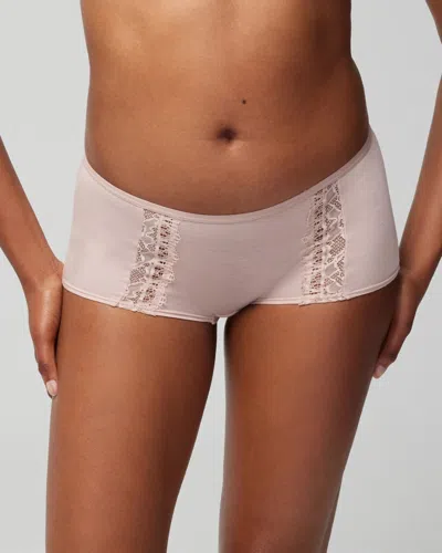 Soma Women's Embraceable Boyshort Panty With Lace In Pink Nude Size Large |