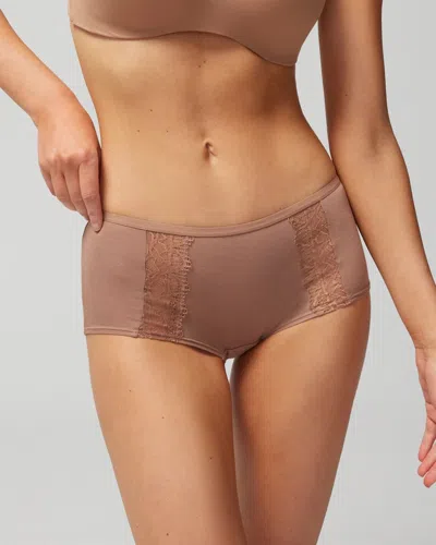 Soma Women's Embraceable Boyshort Panty With Lace In Warm Nude Size 2xl |