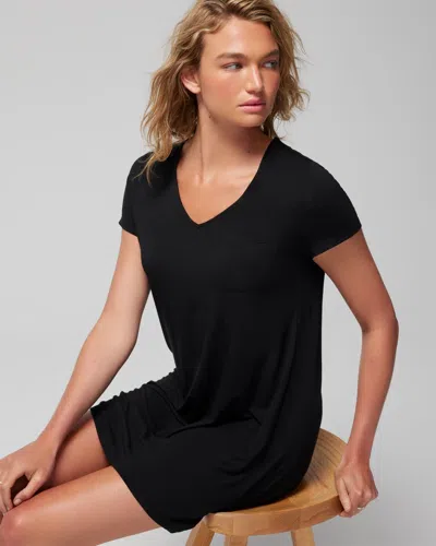 Soma Women's Cool Nights Short Sleeve Nightgown In Black Size 2xl |