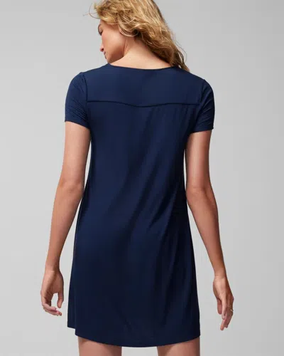 Soma Women's Cool Nights Short Sleeve Nightgown In Navy Blue Size Medium |