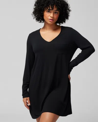 Soma Women's Cool Nights Long Sleeve Nightgown In Black Size Large |