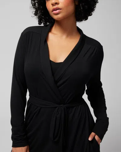 Soma Women's Cool Nights Short Robe In Black Size Small/medium |