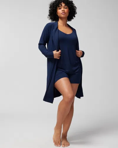 Soma Women's Cool Nights Short Robe In Navy Blue Size Small/medium |