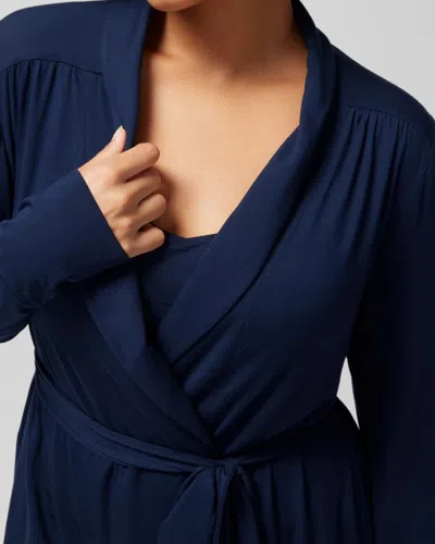 Soma Women's Cool Nights Short Robe In Navy Blue Size Small/medium |