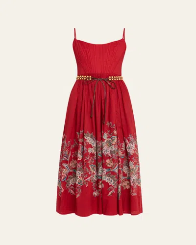 Zimmermann Rhiannon Belted Paisley-print Cotton-voile Midi Dress