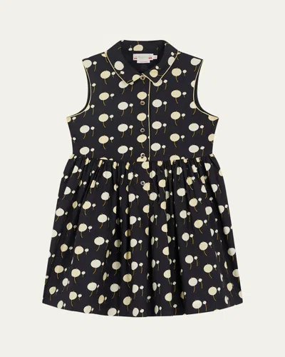 Bonpoint Girl's Anne Sleeveless Printed Cotton Dress In Black