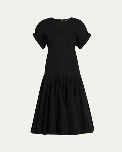 Proenza Schouler Ciara Short-sleeve Poplin Drop-waist Midi Dress