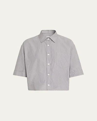 Maria Mcmanus Railroad Stripe Cropped Oversized Shirt